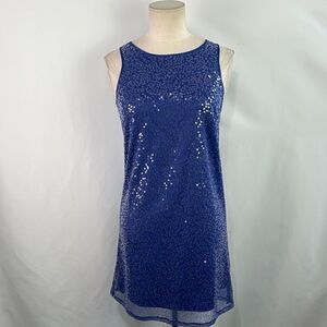 Blue Sequined Mini Dress
